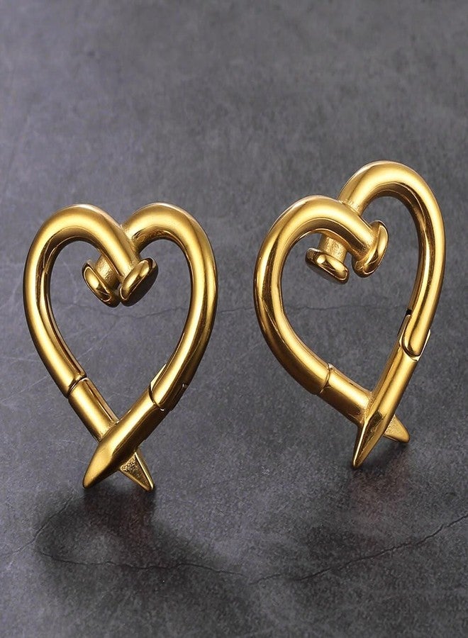 Earblity 4mm-6mm(5g-2g) Hypoallergenic 316L Stainless Steel Heart Ear Weights Hangers For Stretched Ear Lobe Piercing Ear Plugs Gauges Body Jewelry (Love Nail Gold) - Image 5